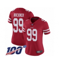 Women's San Francisco 49ers #99 DeForest Buckner Red Team Color Vapor Untouchable Limited Player 100th Season Football Jersey