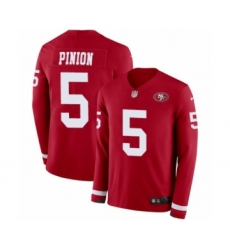 Youth Nike San Francisco 49ers #5 Bradley Pinion Limited Red Therma Long Sleeve NFL Jersey