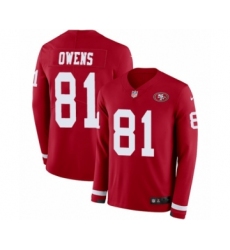 Men's Nike San Francisco 49ers #81 Terrell Owens Limited Red Therma Long Sleeve NFL Jersey