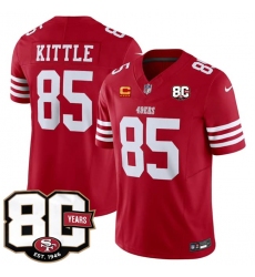 Men's San Francisco 49ers #85 George kittle Red 80th Anniversary And 4-Star C 2026 F.U.S.E. Vapor Untouchable Limited Football Stitched Jersey