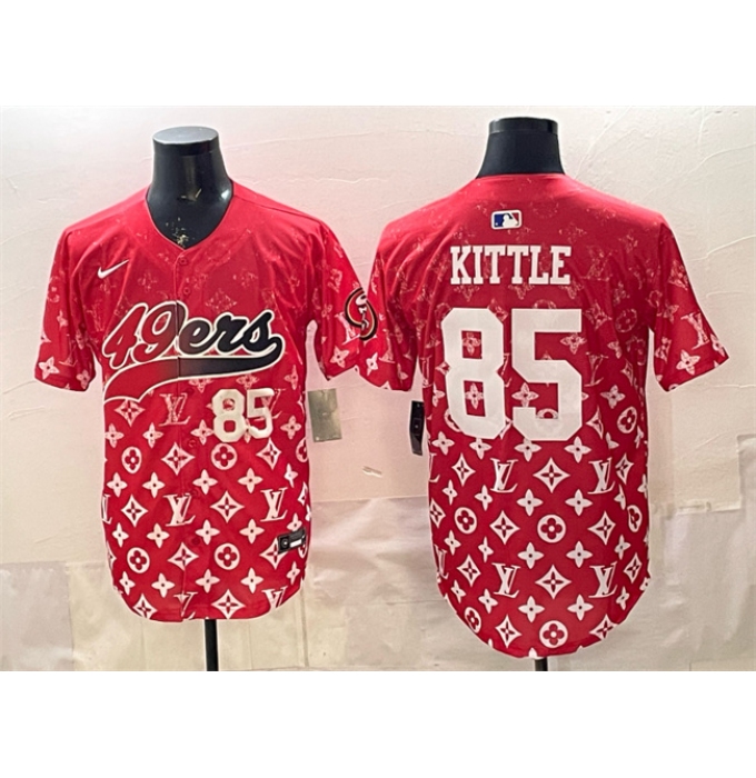 Men's San Francisco 49ers #85 George kittle Red Limited Stitched Baseball Jersey