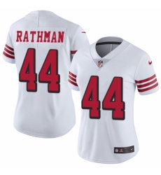 Women's Nike San Francisco 49ers #44 Tom Rathman Limited White Rush Vapor Untouchable NFL Jersey