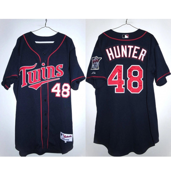 Men's Minnesota Twins #48 Torii Hunter Navy Double Knit Stitched Baseball Jersey
