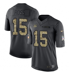 Men's Nike Cincinnati Bengals #15 John Ross Limited Black 2016 Salute to Service NFL Jersey