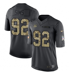Men's Nike Cincinnati Bengals #92 Pat Sims Limited Black 2016 Salute to Service NFL Jersey