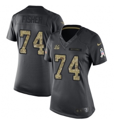 Women's Nike Cincinnati Bengals #74 Jake Fisher Limited Black 2016 Salute to Service NFL Jersey