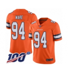 Men's Denver Broncos #94 DeMarcus Ware Limited Orange Rush Vapor Untouchable 100th Season Football Jersey