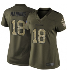 Women's Nike Denver Broncos #18 Peyton Manning Elite Green Salute to Service NFL Jersey