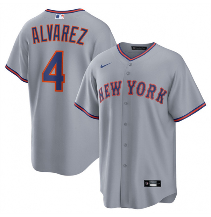 Men's New York Mets #4 Francisco Alvarez Gray 2025 Limited Stitched Baseball Jersey