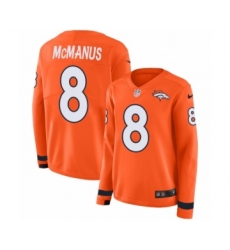 Women's Nike Denver Broncos #8 Brandon McManus Limited Orange Therma Long Sleeve NFL Jersey