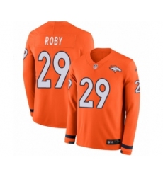 Youth Nike Denver Broncos #29 Bradley Roby Limited Orange Therma Long Sleeve NFL Jersey