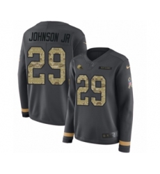 Women's Nike Cleveland Browns #29 Duke Johnson Limited Black Salute to Service Therma Long Sleeve NFL Jersey