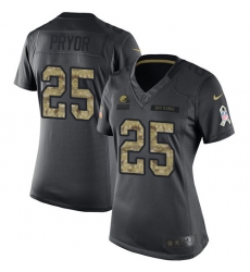 Women's Nike Cleveland Browns #25 Calvin Pryor Limited Black 2016 Salute to Service NFL Jersey