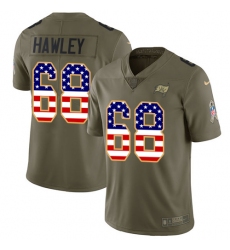 Men's Nike Tampa Bay Buccaneers #68 Joe Hawley Limited Olive/USA Flag 2017 Salute to Service NFL Jersey