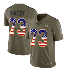 Men's Nike Tampa Bay Buccaneers #73 J. R. Sweezy Limited Olive/USA Flag 2017 Salute to Service NFL Jersey