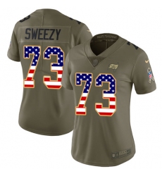 Women's Nike Tampa Bay Buccaneers #73 J. R. Sweezy Limited Olive/USA Flag 2017 Salute to Service NFL Jersey