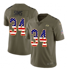 Men's Nike Tampa Bay Buccaneers #34 Charles Sims Limited Olive/USA Flag 2017 Salute to Service NFL Jersey