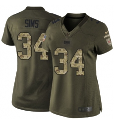 Women's Nike Tampa Bay Buccaneers #34 Charles Sims Elite Green Salute to Service NFL Jersey