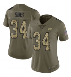 Women's Nike Tampa Bay Buccaneers #34 Charles Sims Limited Olive/Camo 2017 Salute to Service NFL Jersey