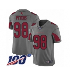 Men's Arizona Cardinals #98 Corey Peters Limited Silver Inverted Legend 100th Season Football Jersey