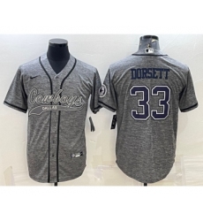 Men's Dallas Cowboys #33 Tony Dorsett Grey Gridiron With Patch Cool Base Stitched Baseball Jersey