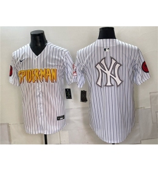 Men's New York Yankees X Spider-Man Team Big Logo White Limited Stitched Baseball Jersey