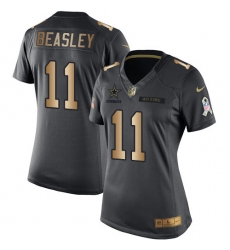 Women's Nike Dallas Cowboys #11 Cole Beasley Limited Black/Gold Salute to Service NFL Jersey