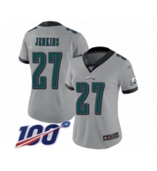 Women's Philadelphia Eagles #27 Malcolm Jenkins Limited Silver Inverted Legend 100th Season Football Jersey