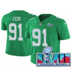 Men's Philadelphia Eagles #91 Fletcher Cox Limited Green Rush Super Bowl LVII Vapor Jersey