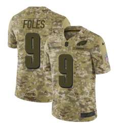 Youth Nike Philadelphia Eagles #9 Nick Foles Limited Camo 2018 Salute to Service NFL Jersey