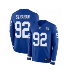 Men's Nike New York Giants #92 Michael Strahan Limited Royal Blue Therma Long Sleeve NFL Jersey