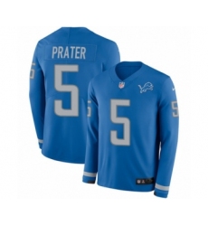 Men's Nike Detroit Lions #5 Matt Prater Limited Blue Therma Long Sleeve NFL Jersey