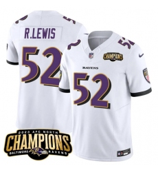 Men's Baltimore Ravens #52 Ray Lewis White 2023 F.U.S.E. AFC North Champions Vapor Limited Football Stitched Jersey