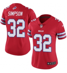 Women's Nike Buffalo Bills #32 O. J. Simpson Elite Red Rush Vapor Untouchable NFL Jersey