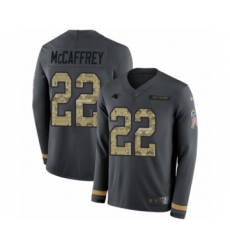 Men's Nike Carolina Panthers #22 Christian McCaffrey Limited Black Salute to Service Therma Long Sleeve NFL Jersey