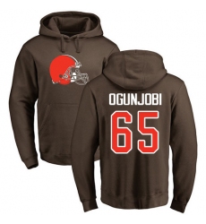 NFL Nike Cleveland Browns #65 Larry Ogunjobi Brown Name & Number Logo Pullover Hoodie