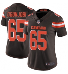 Women's Nike Cleveland Browns #65 Larry Ogunjobi Brown Team Color Vapor Untouchable Limited Player NFL Jersey