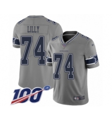 Men's Dallas Cowboys #74 Bob Lilly Limited Gray Inverted Legend 100th Season Football Jersey