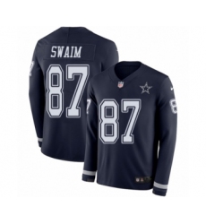 Men's Nike Dallas Cowboys #87 Geoff Swaim Limited Navy Blue Therma Long Sleeve NFL Jersey