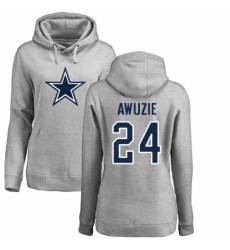 NFL Women's Nike Dallas Cowboys #24 Chidobe Awuzie Ash Name & Number Logo Pullover Hoodie