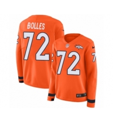 Women's Nike Denver Broncos #72 Garett Bolles Limited Orange Therma Long Sleeve NFL Jersey