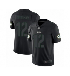Men's Nike Green Bay Packers #12 Aaron Rodgers Limited Black Rush Impact NFL Jersey