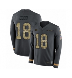 Youth Nike Green Bay Packers #18 Randall Cobb Limited Black Salute to Service Therma Long Sleeve NFL Jersey