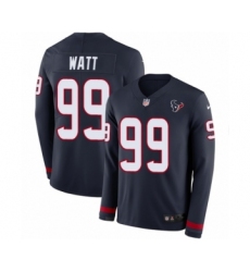 Men's Nike Houston Texans #99 J.J. Watt Limited Navy Blue Therma Long Sleeve NFL Jersey