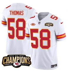 Men’s Kansas City Chiefs #58 Derrick Thomas White 2023 F.U.S.E. AFC West Champions With NKH Vapor Untouchable Limited Football Stitched Jersey